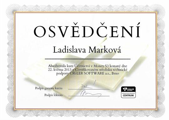 Osvědčení o školení MONEY S3