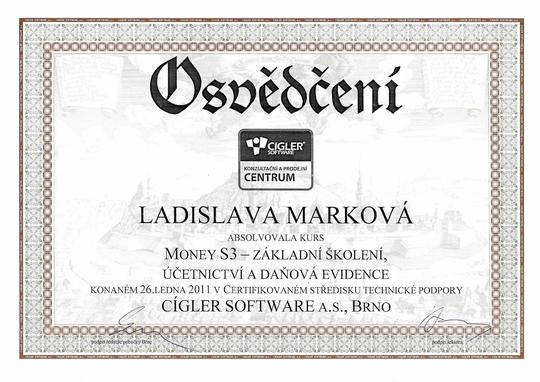 Osvědčení o školení MONEY S3